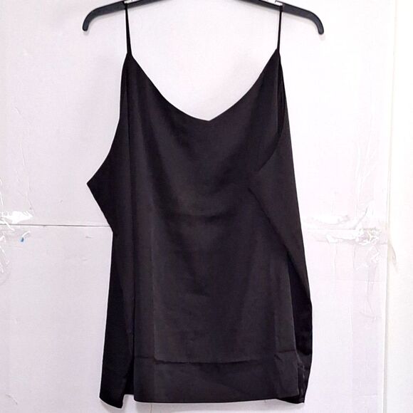 A Wantschun Women's Plus Black Satin Chemise Sleeveless Sexy Camisole 4X - Picture 1 of 7